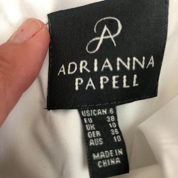 Adrianna Papell Black Lace Overlay Short Sleeve Peplum Knee Length Dress Sz 6 - Picture 9 of 16